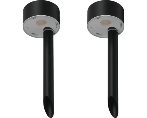 Dvě černé zahradní lampy se zemním hrotem