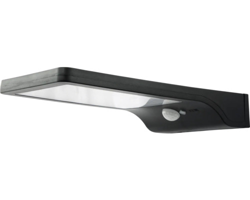 Černé LED solární světlo s pohybovým senzorem pro montáž na stěnu