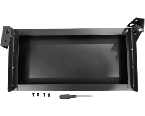 Kovová spodní skříňka se šrouby a šroubovákem