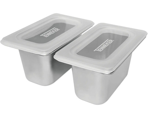 Dvě nerezové nádoby s víkem