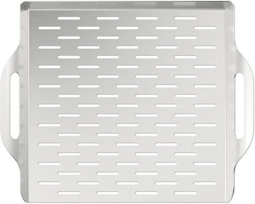 Čtvercová grilovací pánev z nerezové oceli s držadly a otvory