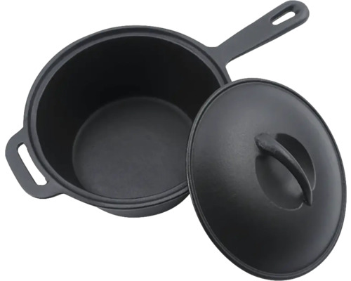 Černý litinový hrnec s poklicí