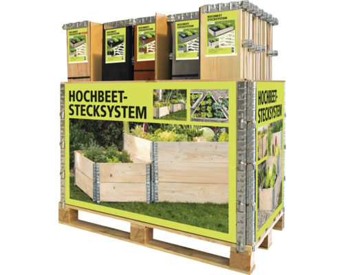 Zvýšený záhonový systém na paletě pro přepravu