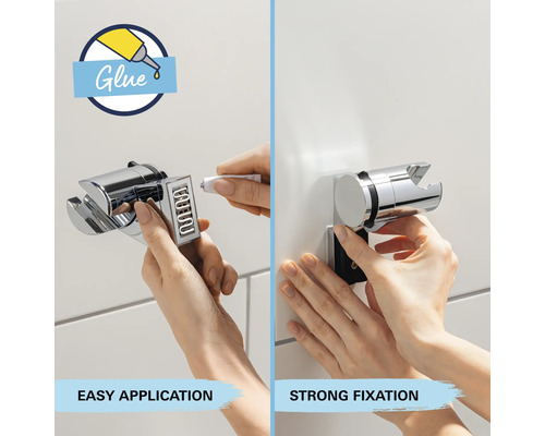 Aplikace lepidla pro montáž držáku sprchy