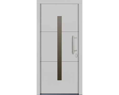 Vchodové dveře s klikou a podélnou skleněnou vložkou