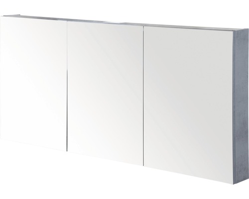 Zrcadlová skříňka Sanox 140 x 13 x 65 cm beton antracitově šedá 3 dvířka