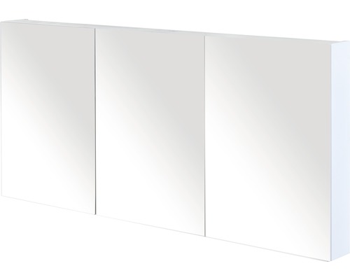 Zrcadlová skříňka Sanox 140 x 13 x 65 cm bílá vysoce lesklá se 3 dvířky oboustranně zrcadlové