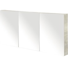 Zrcadlová skříňka bez osvětlení Sanox 140 x 13 x 65 cm dub přírodní se 3 dvířky oboustranně zrcadlové