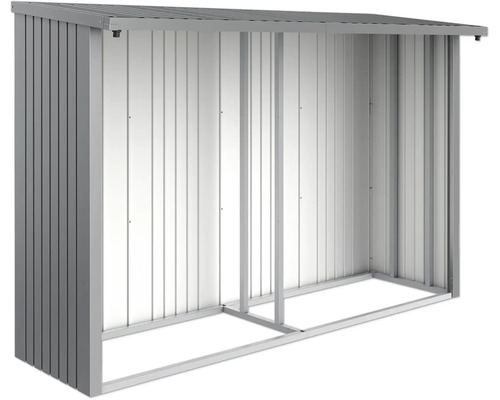 Kovový zahradní domek s střechou na zahradní nářadí a nástroje