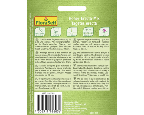 Balení semen Hoher Erecta Mix Tagetes erecta