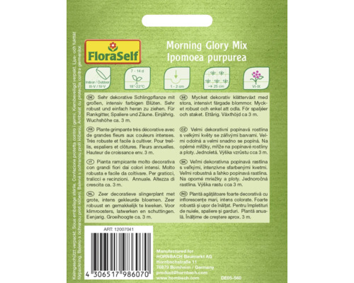 Balení semen pro Morning Glory Mix Ipomoea purpurea, okrasná popínavá rostlina