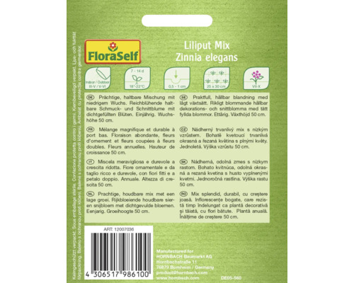 Balíček semen FloraSelf Liliput Mix Zinnia elegans