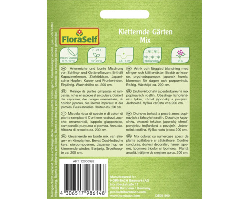 Směs semen popínavých rostlin Kletternde Gärten Mix od FloraSelf
