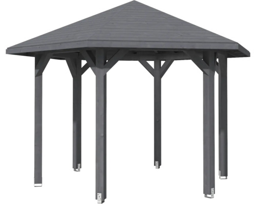 Volně stojící dřevěný pavilon se šestihrannou střechou