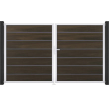 Dvoukřídlá brána s vodorovnými panely a zámkem