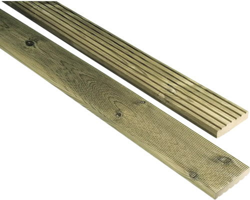 Dřevěné terasové prkno borovice 26 x 120 x 2000 mm Dřevěná terasová prkna s rýhovaným povrchem