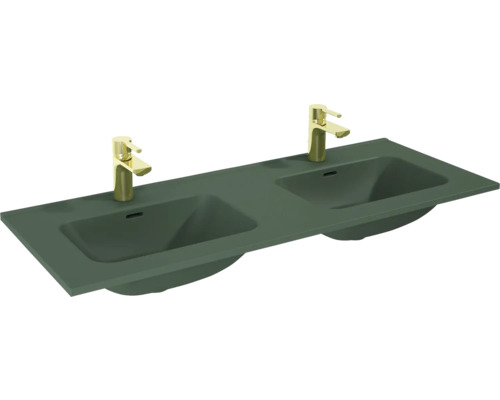 Dvojumyvadlo na skříňku Jungborn sanitární keramika zelená 1210 mm 146073 Dvojité umyvadlo se dvěma zlatými bateriemi