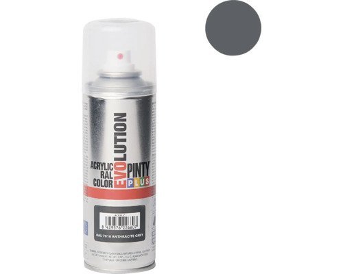 Barva ve spreji EVOLUTION RAL7016 antacitová 200 ml Pinty Plus Evolution sprej antracitově šedá RAL 7016