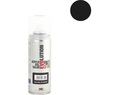 Barva ve spreji EVOLUTION RAL9005 černá lesk 200 ml Pinty Plus Evolution sprej Jet Black RAL 9005