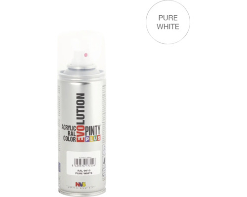 Barva ve spreji EVOLUTION RAL9010 bílá lesk 200 ml Sprej s akrylovou barvou Čistě bílá