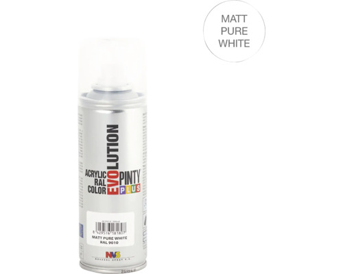 Barva ve spreji EVOLUTION RAL9010 bílý mat 200 ml Sprej s matnou, čistě bílou barvou