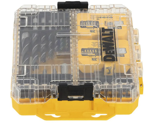 Sada vrtáků DeWalt v průhledném a žlutém úložném boxu