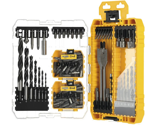 Sada vrtáků a bitů DeWalt v žlutém kufříku