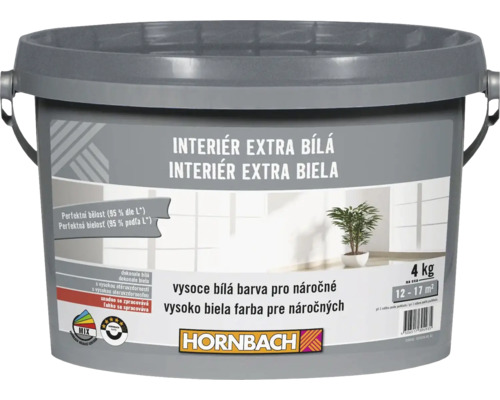 Barva na zeď Hornbach Interiér Extra Bílá 4 kg Kbelík extra bílé interiérové barvy Hornbach, 4 kg