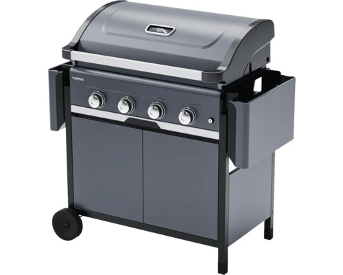 Plynový gril se čtyřmi hořáky, odkládacími plochami a spodní skříňkou