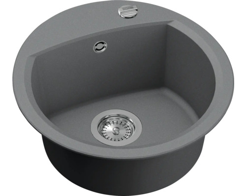 Kulatý dřez z kompozitního materiálu s odtokovou armaturou