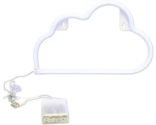 Neonová lampa ve tvaru oblaku s USB připojením a pouzdrem na baterie