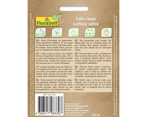 Balení semen FloraSelf Lollo rossa Lactuca sativa