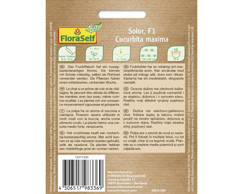 Balení semen Solor F1 Cucurbita maxima
