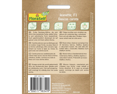 Balení semen karotky Jeanette F1