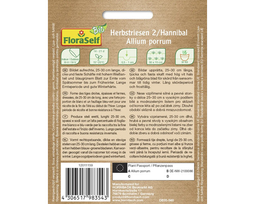 Produktové balení FloraSelf Bio Herbstriesen 2/Hannibal Allium porrum