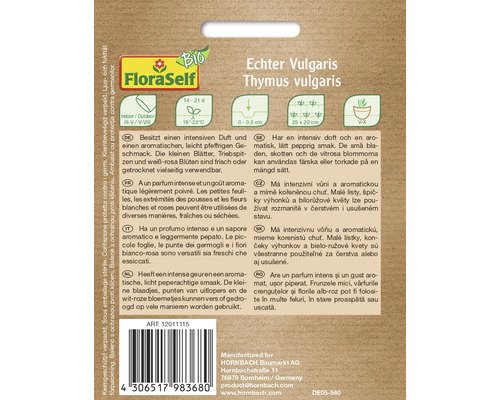 Balení semen tymiánu obecného