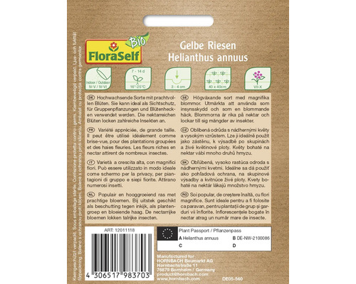 Balení semen květin Gelbe Riesen Helianthus annuus