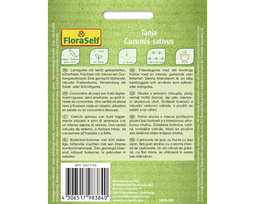 Balení semen okurky Tanja