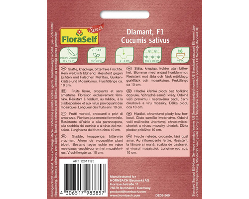Balení semen okurky Diamant F1