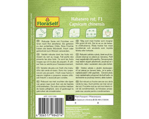 Habanero červená F1 Capsicum chinensis balení semen