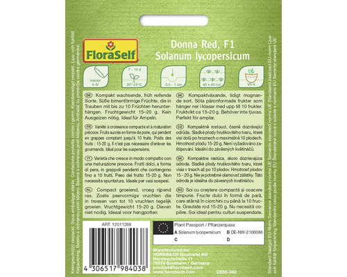 Balení semen rajčete Donna Red F1 od FloraSelf