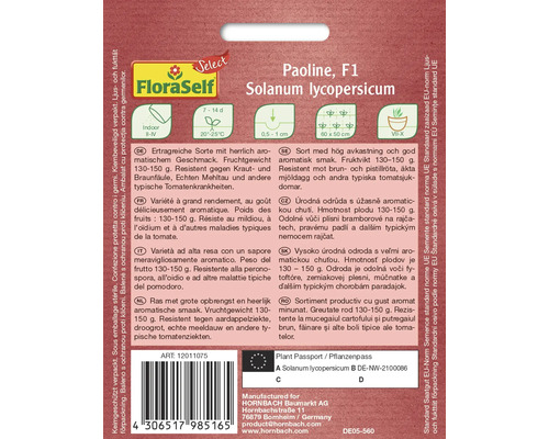 Balení semen rajčete Paoline F1 Solanum lycopersicum