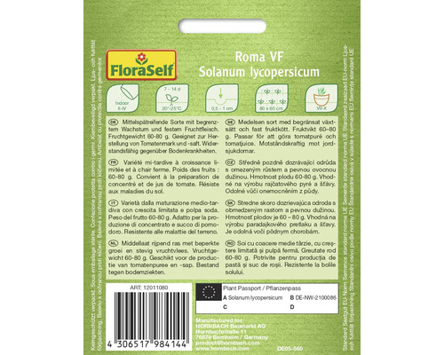 Balení semen rajčat FloraSelf Roma VF