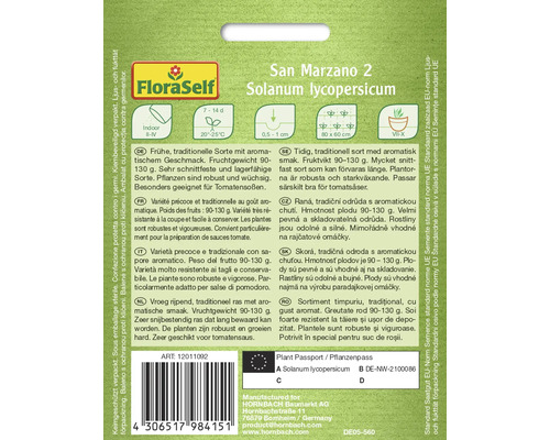 Balení semen San Marzano 2 Solanum lycopersicum