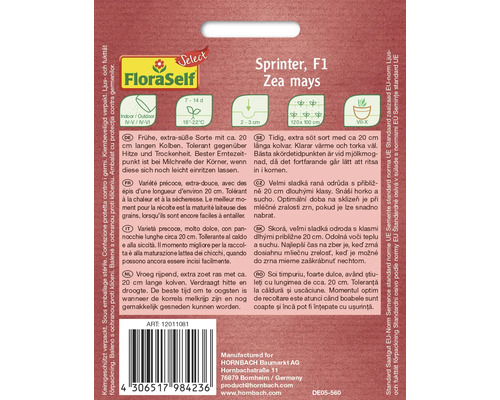 Balení semen kukuřice cukrové FloraSelf Sprinter F1