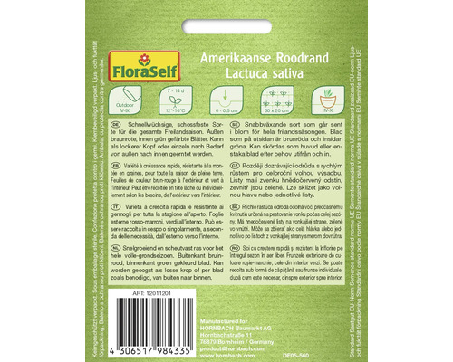 Balení semen Americký Roodrand, Lactuca sativa, pro venkovní pěstování