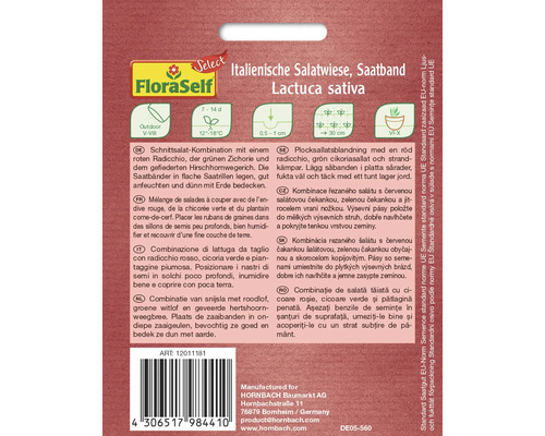 Italská louka salátová, osivový pás se salátem Radicchio, čekankou a jitrocelem