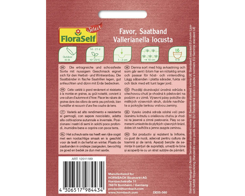 Výsevní pás Favor, kozlíček polníček, Vallerianella locusta