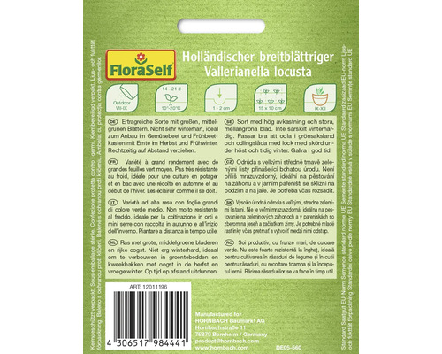 Balení semen holandského širokolistého salátu polníčku Vallerianella locusta od FloraSelf