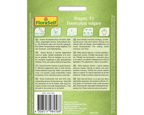 Balení semen fenyklu Dragon F1